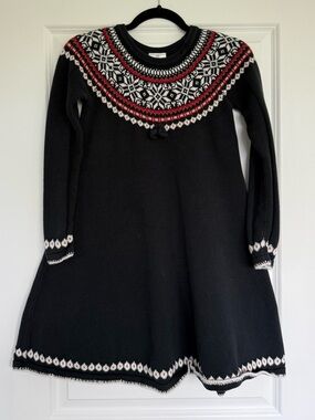 Hanna Andersson Sno Happy Sweater Dress in Black size 150 (10 to 12)